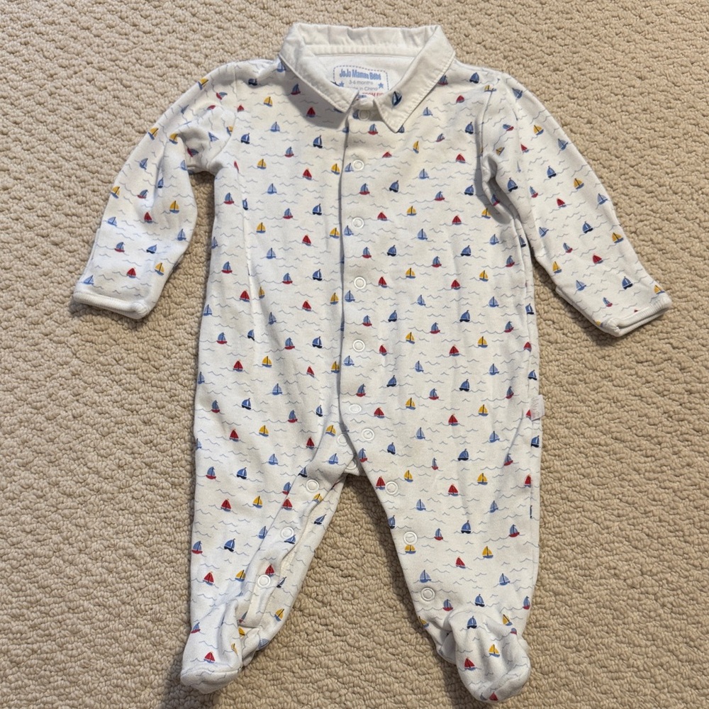 JoJo Maman Bébé White Sailboat Footie